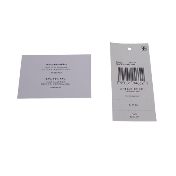 NWT Coach 3In1 L Zip Crossgrain Leather Wallet Black Charcoal Credit Card CJ882 - Picture 12 of 12